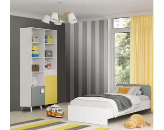 Детская комната КУБО - Комплект 8 - Белый гладкий/Грин Грей Софт (МК Стиль)