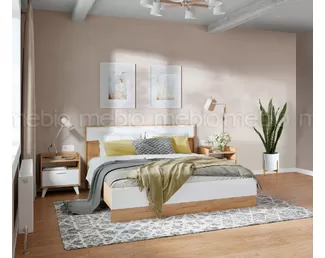 Спальня Ирис (Комплект 3) - Белый Шагрень / Дуб Крафт золотой (Стендмебель)