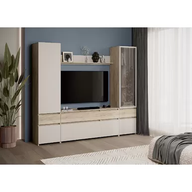 Стенка Бостон НМ-002 - Дуб Крафт серый/Кашемир (МК Стиль)