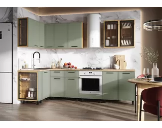 Кухонный гарнитур угловой Бьянка 1.2х2.8м - Олива Софт (МИФ)