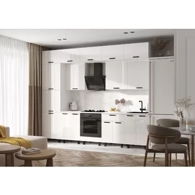 Кухонный гарнитур Техно 3.0м/1080мм - Компоновка 6 - Белый глянец (МИФ)