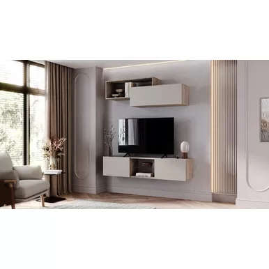 Модульная гостиная Норд (Комплект 4) - Дуб Крафт серый/Кашемир (МИФ)