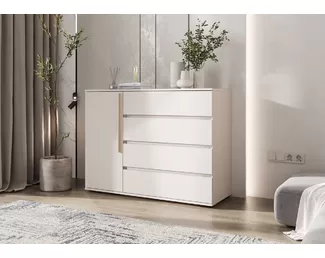 Комод Норд (1 дверь, 4 ящика) (золото) - Кашемир (МИФ)