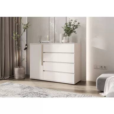 Комод Норд (1 дверь, 4 ящика) (золото) - Кашемир (МИФ)