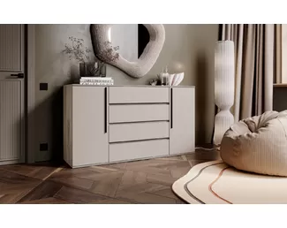 Комод Норд (2 двери, 4 ящика) - Дуб Крафт серый/Кашемир (МИФ)