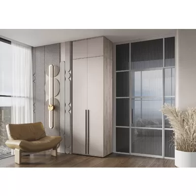 Шкаф 2-х створчатый Норд с антресолью (800) - Дуб Крафт серый/Кашемир (МИФ)