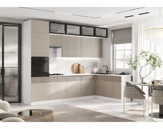 Кухонный гарнитур угловой Оливия NEW 3.0х1.8м - Компоновка 1 - Шарли Мокко (МИФ)