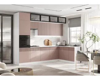 Кухонный гарнитур угловой Оливия NEW 3.0х1.8м - Компоновка 1 - Шарли Пинк (МИФ)