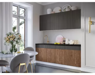 Кухонный гарнитур Оливия NEW 2.0м - Графит Софт/Экзотическое дерево Амазония (МИФ)