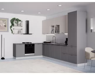 Кухня угловая Манго 2.4х4.0м - Бежевый/Графит (ДСВ Мебель)