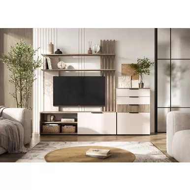 Модульная гостиная Роджина (Комплект 2) - Дуб Крафт серый / Кашемир (МИФ)