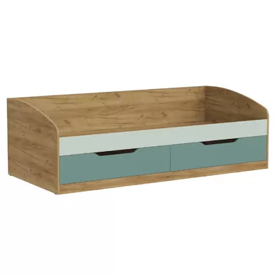 Кровать RICH КР-002 - Дуб Крафт золотой / Пастельный зеленый / Сумеречно голубой  (МК Стиль)