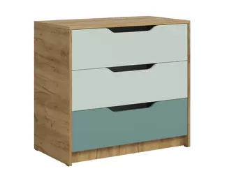 Комод RICH  КМ-001 - Дуб Крафт золотой / Пастельный зеленый / Сумеречно голубой (МК Стиль)