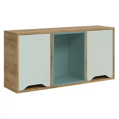 Полка навесная RICH ПН-001 - Дуб Крафт золотой / Пастельный зеленый / Сумеречно голубой (МК Стиль)