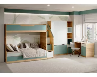 Детская RICH (Комплект 1) - Дуб Крафт золотой / Пастельный зеленый / Сумеречно голубой (МК Стиль)