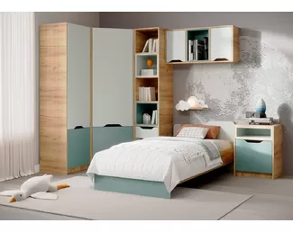 Детская RICH (Комплект 2) - Дуб Крафт золотой / Пастельный зеленый / Сумеречно голубой (МК Стиль)