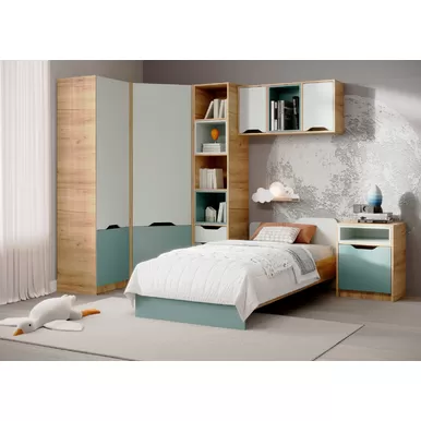 Детская RICH (Комплект 2) - Дуб Крафт золотой / Пастельный зеленый / Сумеречно голубой (МК Стиль)