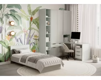 Детская ДЖЕРСИ - Комплект 1 - Шиншилла Серая / Пастельный зеленый / Матовый Скай (МК Стиль)