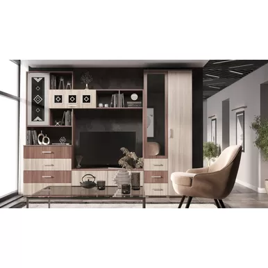 Гостиная Белла - Комплект 3 - Ясень Шимо темный/Ясень Шимо светлый (МИФ)