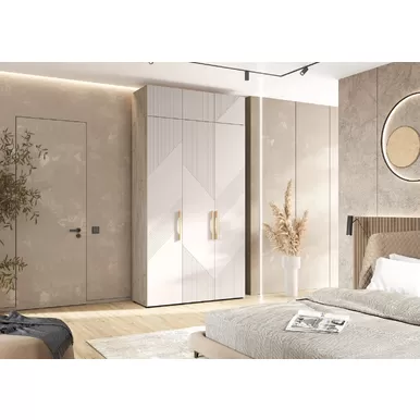 Шкаф 3-х ств. Ирис (1350) с антресолью - Дуб Крафт серый/Кашемир (МИФ)