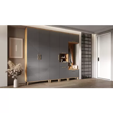 Прихожая Ирис - Комплект 1 - Дуб Крафт/Браш Графит (МИФ)