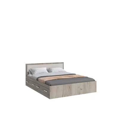 Кровать Фиеста NEW 1,6м с ящиками - Дуб Крафт серый/Кашемир (МИФ)