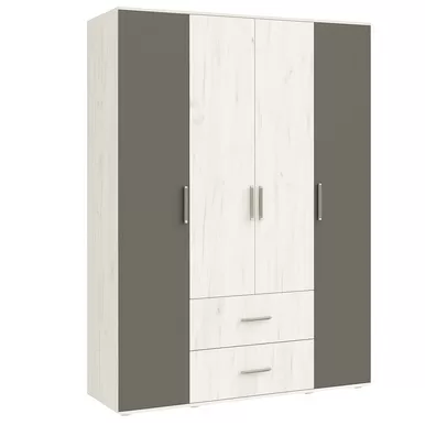 Шкаф 4-х ств. Фиеста NEW без зеркала (1600) - Дуб Крафт белый/Графит (МИФ)