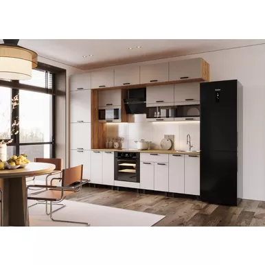 Кухонный гарнитур Техно 3.0м/1080мм - Компоновка 2 - Кашемир (МИФ)