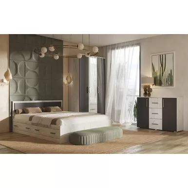 Спальня Фиеста NEW - Комплект 4 - Дуб Крафт белый/Графит (МИФ)