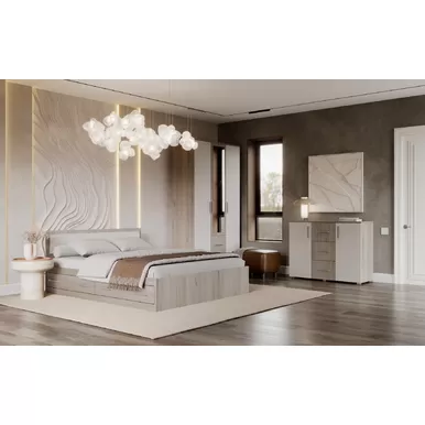 Спальня Фиеста NEW - Комплект 4 - Дуб Крафт серый/Кашемир (МИФ)