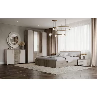 Спальня Фиеста NEW - Комплект 1 - Дуб Крафт серый/Кашемир (МИФ)