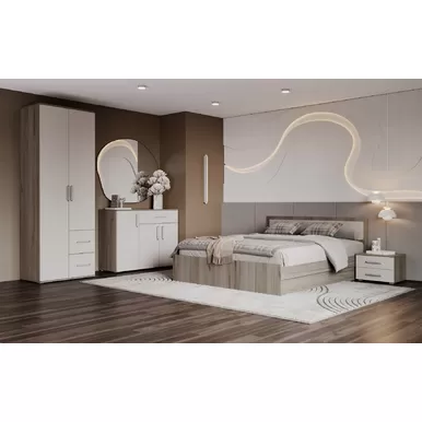 Спальня Фиеста NEW - Комплект 3 - Дуб Крафт серый/Кашемир (МИФ)