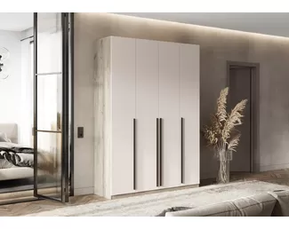 Шкаф 4-х ств. Ларго (1600) - Дуб Крафт серый/Кашемир (МИФ)