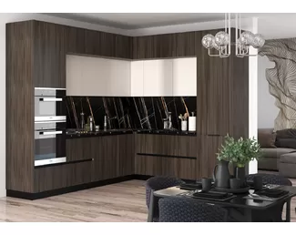 Кухня угловая ROCKBERRY 2.8х2.4м - Баноффи/Дуб Галифакс мореный (МК Стиль)