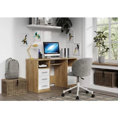 Стол письменный Эва СП-001 - Дуб Крафт золотой/Белый гладкий (МК Стиль)