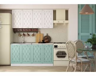 Кухня Виола Нео Прованс 1.6м - Матовая Альберо Браш серебро/Матовая Альберо эвкалипт (МК Стиль)