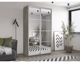 Шкаф-купе Лоял 2-х дверный (Зеркало, 1200) - Бетон (E1)