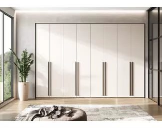 Гардеробная Ларго - Вариант 2 (с фасадами) - Дуб Крафт серый/Кашемир (МИФ)