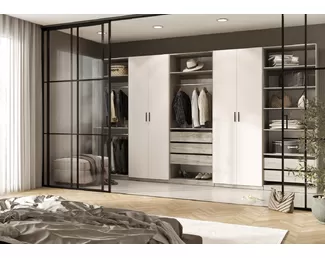 Гардеробная Ларго - Вариант 4 - Дуб Крафт серый/Кашемир (МИФ)