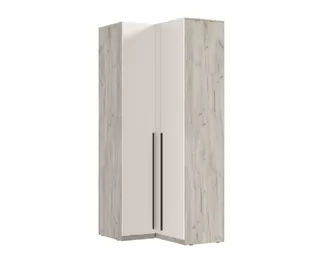 Шкаф угловой Ларго с фасадом и ручкой 1м - Наполнение 3 - Дуб Крафт серый/Кашемир (МИФ)