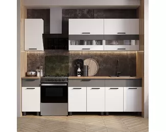 Кухонный гарнитур Монтана 2.0м ЛДСП - Белый/Графит (BTS)