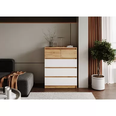 Комод Бостон Лайт КМ-001 - Дуб Крафт золотой/Белый глянец (МК Стиль)