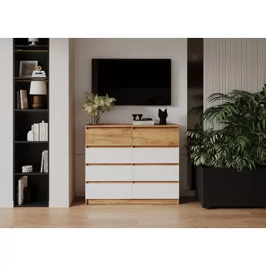 Комод Бостон Лайт КМ-002 - Дуб Крафт золотой/Белый глянец (МК Стиль)