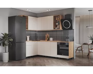 Кухонный гарнитур угловой Оливия NEW 1.4х2.4м - Кашемир (МИФ)