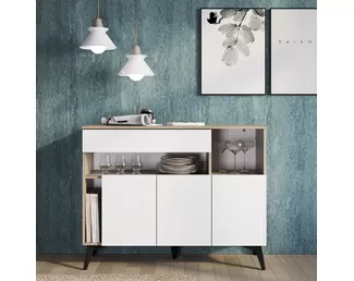 Комод Ева КМ-11 - Дуб Смоки/Белый (BTS)