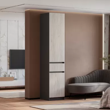 Пенал Багира ПН-01 - Графит/Дуб Крафт белый (BTS)