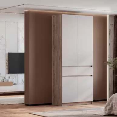 Шкаф 2-х створчатый Багира ШК-03 - Дуб Смоки/Кашемир (BTS)