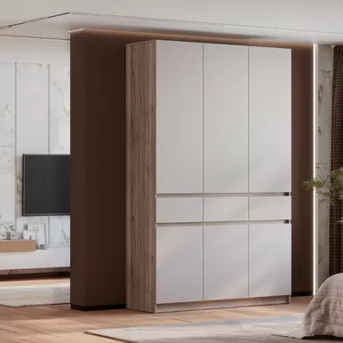 Шкаф 3-х створчатый Багира ШК-08 - Дуб Смоки/Кашемир (BTS)