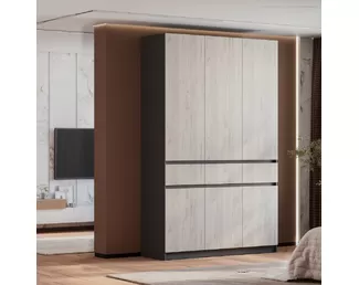 Шкаф 3-х створчатый Багира ШК-08 - Графит/Дуб Крафт белый (BTS)