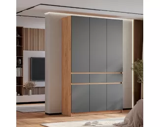 Шкаф 3-х створчатый Багира ШК-08 - Дуб Крафт золотой/Графит (BTS)